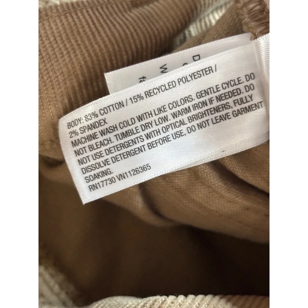 Universal Thread Womens High Rise Easy Barrel Corduroy Pants 14 Crop Earthy Tan - Picture 5 of 9